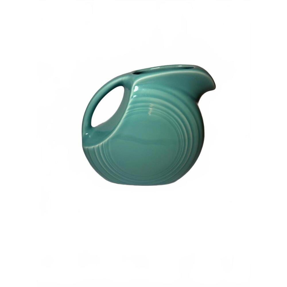 VINTAGE Fiestaware Turquoise Juice Pitcher Retired 28 oz Small Disc Pitcher